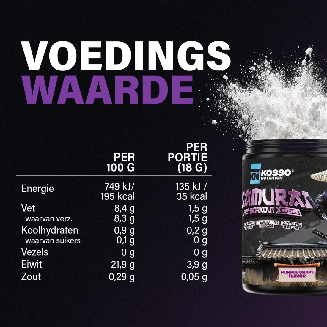 Samurai Extreme Pre-workout - Kosso Nutrition | Kwaliteit = prioriteit