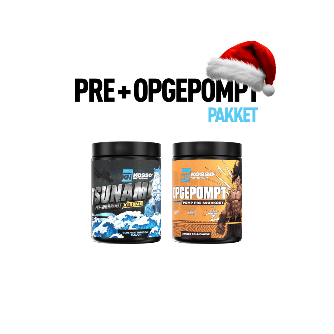 Pre + Opgepompt kerstpakket - Kosso Nutrition | Kwaliteit = prioriteit