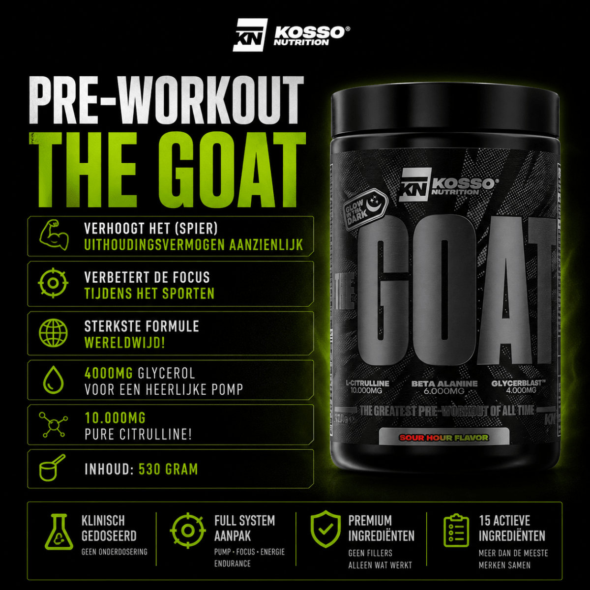 G.O.A.T. ULTIMATE PRE - WORKOUT - Kosso Nutrition | Kwaliteit = prioriteit