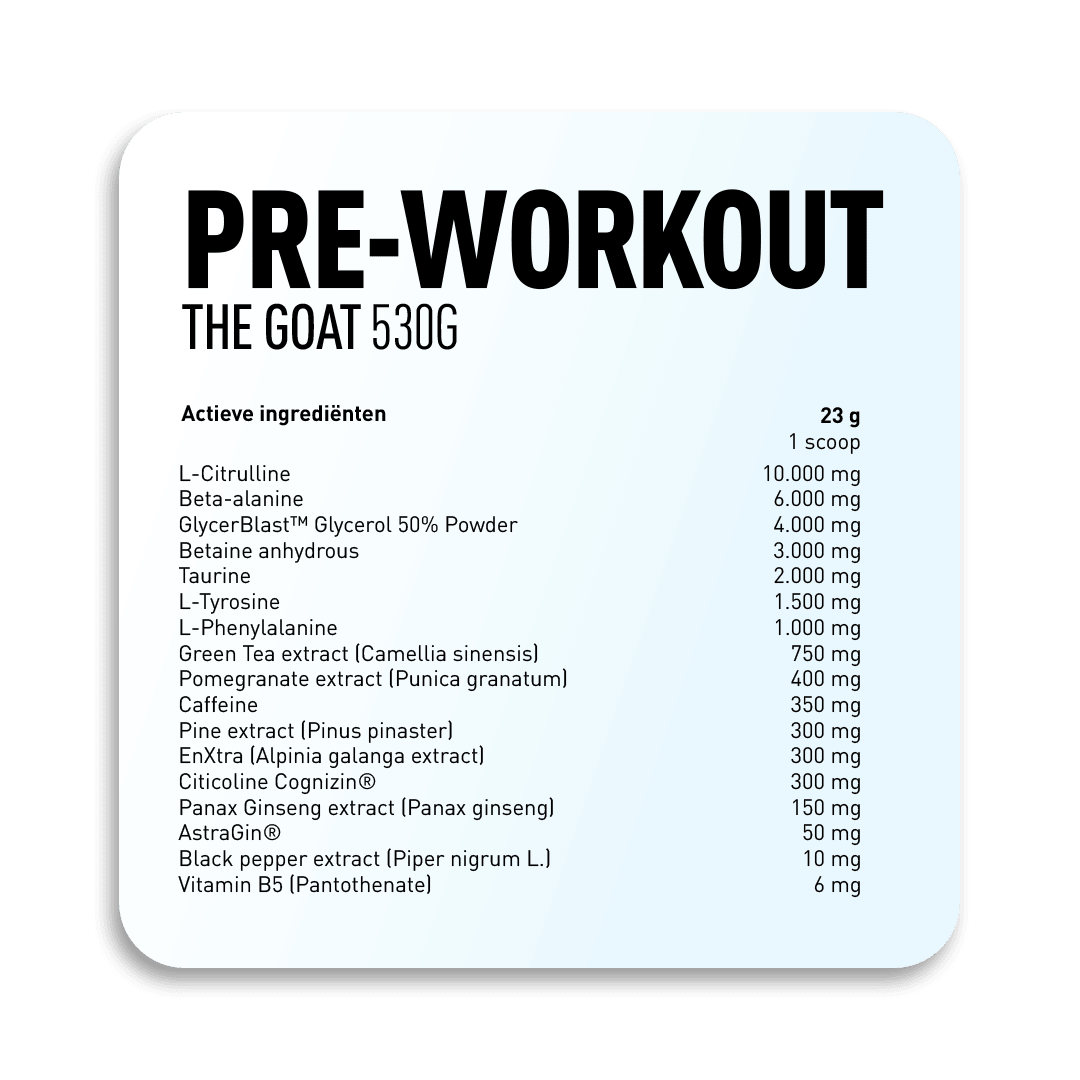G.O.A.T. PRE - WORKOUT - Kosso Nutrition | Kwaliteit = prioriteit