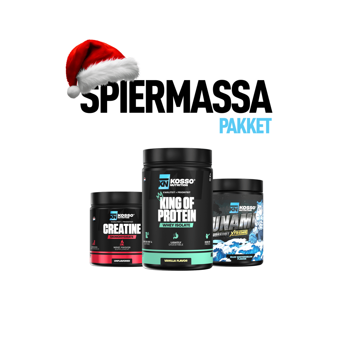 Spiermassa kerstpakket - Kosso Nutrition | Kwaliteit = prioriteit