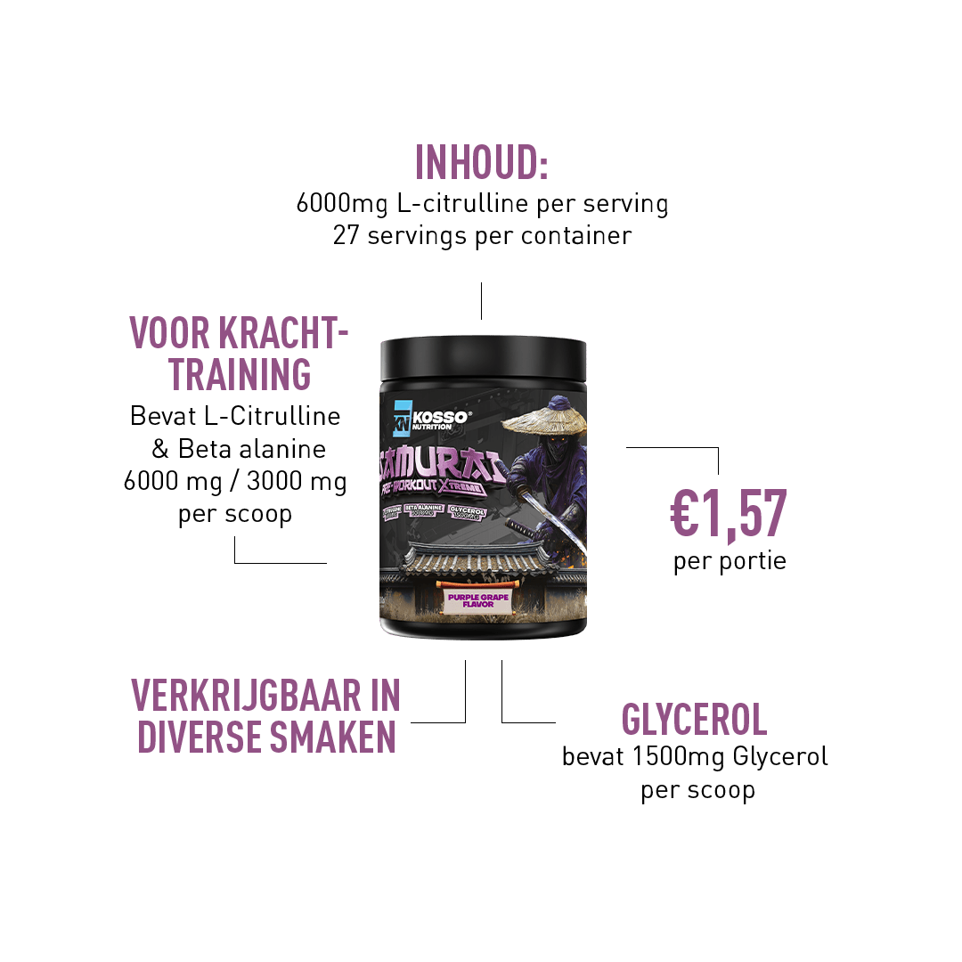 Samurai Extreme Pre-workout - Kosso Nutrition | Kwaliteit = prioriteit
