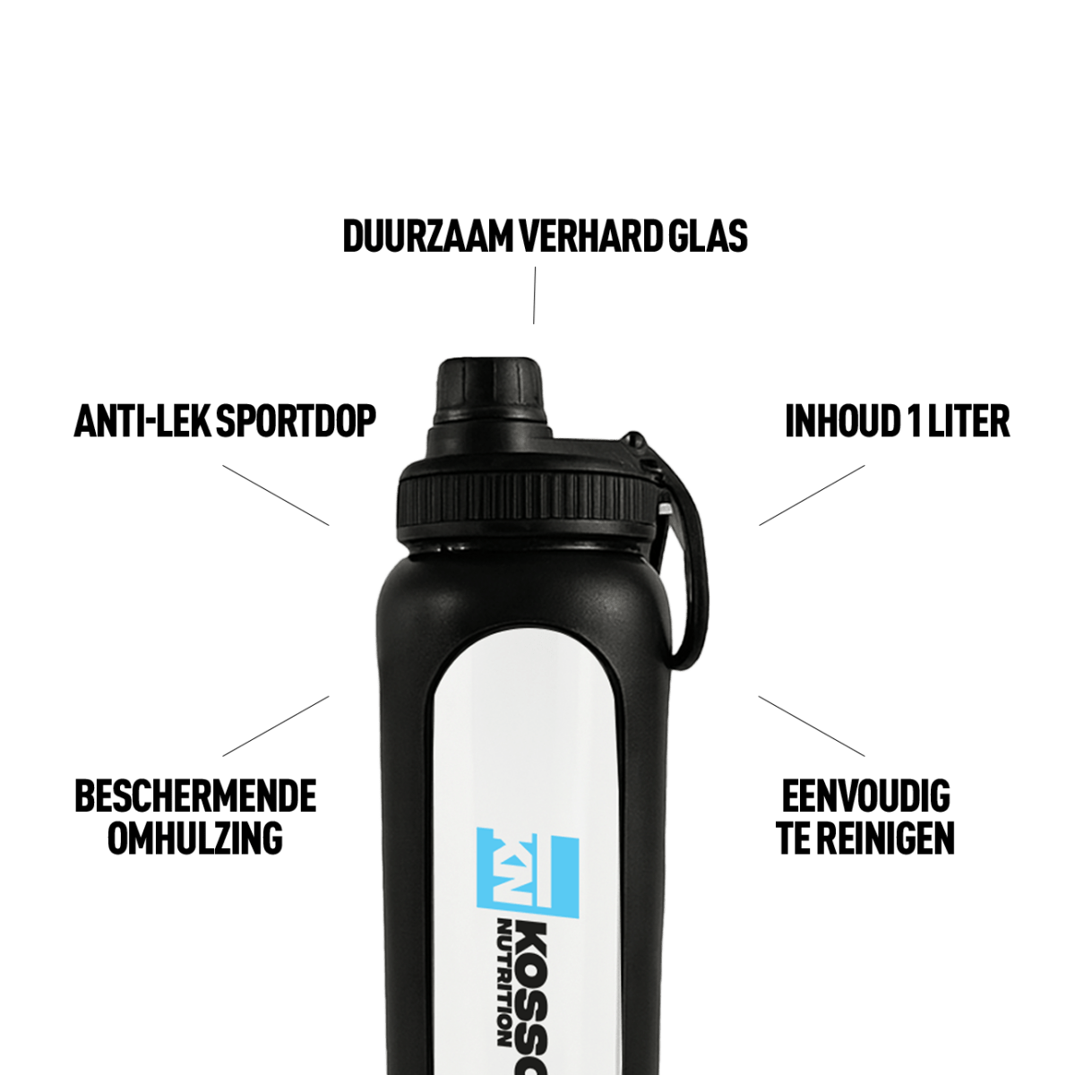 KN GLAZEN WATERFLES - Kosso Nutrition | Kwaliteit = prioriteit
